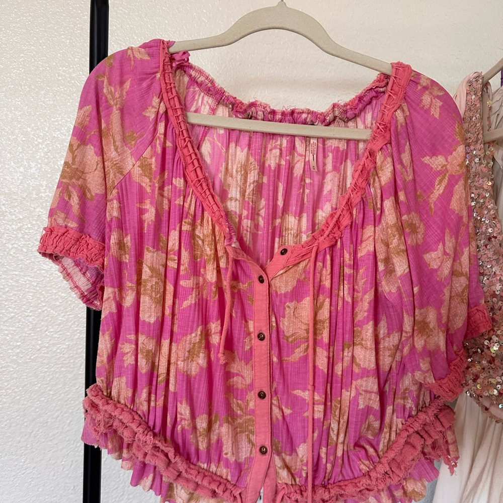Floral Pink Ruffle Free people Women's Top